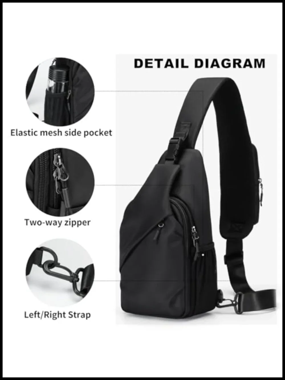 Water-Resistant Sling Bag Crossbody Anti-Theft Chest Pack Fits 11